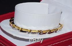 Genuine Roberto Coin 18K Solid Yellow Gold White Gold Ruby Mens Womens Bracelet