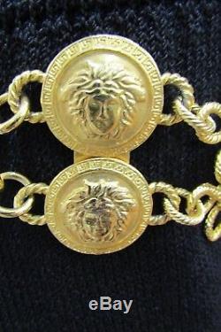 Gianni Versace 80s Vintage Chain Belt Medusa Head Coins 30 Crosses Gold Rare