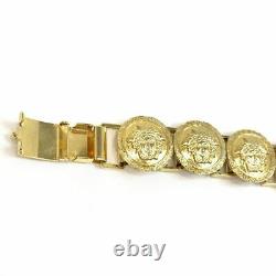 Gianni Versace Bracelet Coin Medusa 90s Vintage Greek Key Bangle Aging Gold