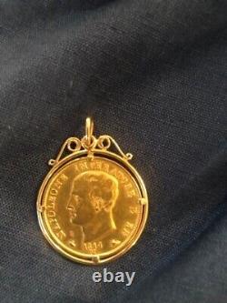 Gold Coin, ITALIAN STATES, Kingdom of Napoleon I, 40 Lire, 1814 Pendant