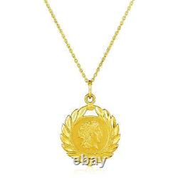 Gold Roman Coin Pendant Necklace Fine Classic Solid 14k Yellow Gold