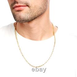 Gold Rope Chain 14K Men's Necklace Yellow Link 3MM 24 Diamond Cut Miami Cuban