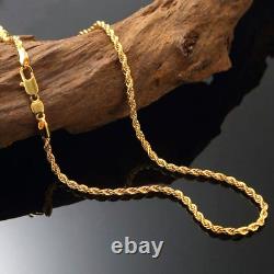 Gold Rope Chain 14K Men's Necklace Yellow Link 3MM 24 Diamond Cut Miami Cuban