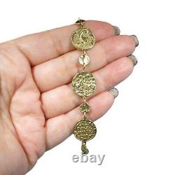 Gorgeous 14K Gold Italian Tagliamonte Style Coin Link Bracelet