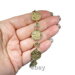 Gorgeous 14K Gold Italian Tagliamonte Style Coin Link Bracelet