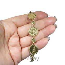 Gorgeous 14K Gold Italian Tagliamonte Style Coin Link Bracelet
