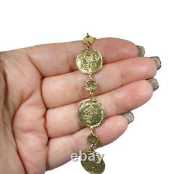Gorgeous 14K Gold Italian Tagliamonte Style Coin Link Bracelet