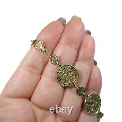 Gorgeous 14K Gold Italian Tagliamonte Style Coin Link Bracelet