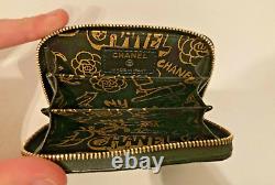 Gorgeous Chanel 19A Black Lamb Classic Zipped Coin Card O Case Gold Symbols GHW