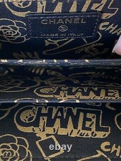 Gorgeous Chanel 19A Black Lamb Classic Zipped Coin Card O Case Gold Symbols GHW