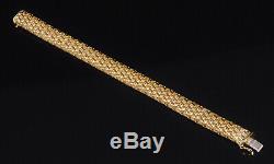 Gorgeous Italian 18K Solid Gold Roberto Coin Braided Mesh Wide Bangle Bracelet