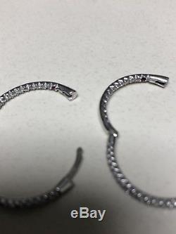 Gorgeous Roberto Coin 18k WG Pave Diamond Hoop Earrings100% AuthRetail $2100