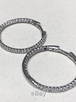 Gorgeous Roberto Coin 18k WG Pave Diamond Hoop Earrings100% AuthRetail $2100