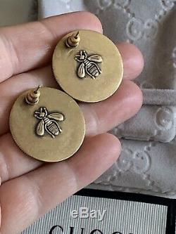 Gucci Large Coin Bee Stud Earrings Made In Italy New In Box