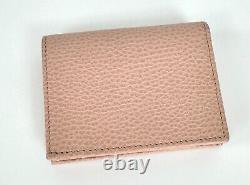Gucci Women Auth Pale Pink Leather Butterfly Wallet Card Slots Coin Purse MINT