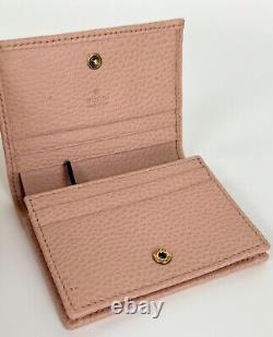Gucci Women Auth Pale Pink Leather Butterfly Wallet Card Slots Coin Purse MINT