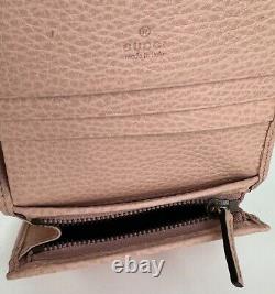 Gucci Women Auth Pale Pink Leather Butterfly Wallet Card Slots Coin Purse MINT
