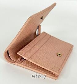 Gucci Women Auth Pale Pink Leather Butterfly Wallet Card Slots Coin Purse MINT