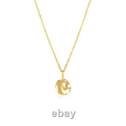 Hammered Disc Solid 14k Gold Coin Pendant Yellow Dangling Round Circle Necklace