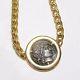 Heavy Estate $3200 Italy 14K Yellow Gold Curb Chain Holding Silver Coin