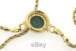 Heavy vintage 18K gold Italy beautiful. 49CT diamond Roman coin pendant necklace
