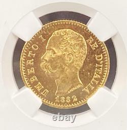 High quality appraisal 1882, Italy, Umberto I, 20 Lira gold coin/MS63