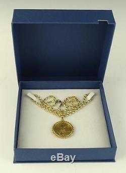 Italian Signed Sarraf 14k Gold Necklace & 1986 American Eagle 1oz $50 Gold Coin