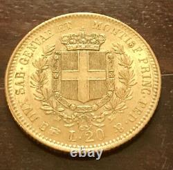 ITALIAN gold coin VITTORIO EMANUELE 20 LIRE 1851 P ITALY KINGDOM OF SARDINIA UNC