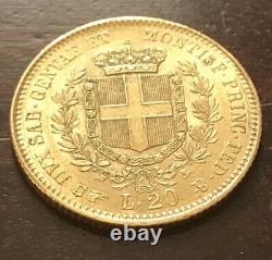 ITALIAN gold coin VITTORIO EMANUELE 20 LIRE 1851 P ITALY KINGDOM OF SARDINIA UNC