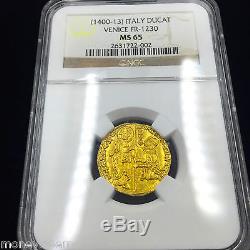 Italy 1400-13 Gold Coin Jesus Christ Ngc 65 Mint State Ducat 650+ Yrs Old