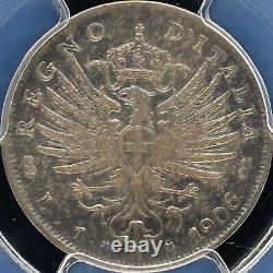 ITALY. 1906, 1 Lira, Silver PCGS aUNC Vittorio Emanuele III, Crowned Eagle