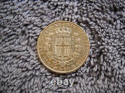 ITALY 20 Lire 1847 P Gold Corner CARLO ALBERTO/Sardinia 6.4g. 900 AU50 VERY RARE#S