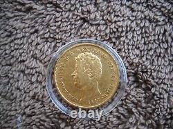 ITALY 20 Lire 1847 P Gold Corner CARLO ALBERTO/Sardinia 6.4g. 900 AU50 VERY RARE#S