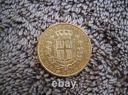 ITALY 20 Lire 1847 P Gold Corner CARLO ALBERTO/Sardinia 6.4g. 900 AU50 VERY RARE#S