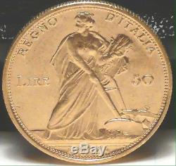 Italy Italian 1912-r 50 Lire Gold Coin, Proof-like Mint State Uncirculated