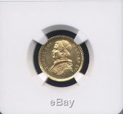 Italy Papal States 1861 2 1/2 Scudi Gold Coin Uncirculated Certified Ngc Ms 66