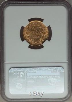 Italy Papal States 1868 20 Lire Gold Coin Almost Uncirculated Certified Ngc Au58