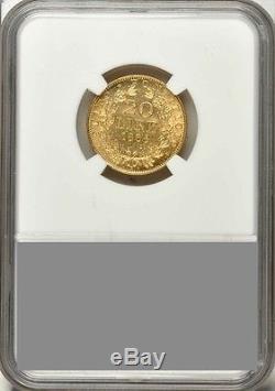 Italy Papal States 1868 20 Lire Gold Coin Choice Uncirculated Certified Ngc Ms64