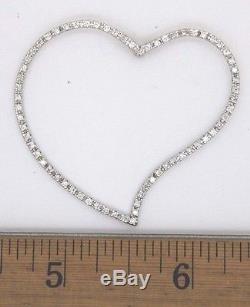 Italy Roberto Coin Diamond Open Heart 18k Gold Pendant & Necklace Large