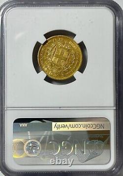 ITALY SARDINIA, GOLD 20 FRANCS 1852 ANCHOR P NGC AU53 with Traces of Luster