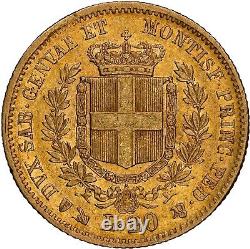 ITALY SARDINIA, GOLD 20 FRANCS 1852 ANCHOR P NGC AU53 with Traces of Luster