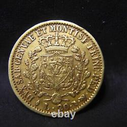 ITALY Sardinia 1828 L GOLD 20 lire CH VF