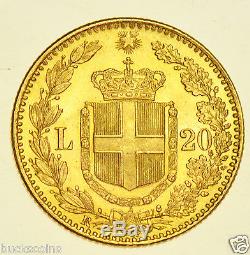 Italy, Umberto I, 20 Lira, 1881 Gold Coin, Prooflike Bu