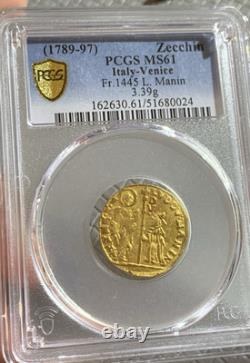 ITALY. Venice. Zecchino 1789-97 Venice Mint. Ludovico Manin PCGS MS61 GOLD COIN