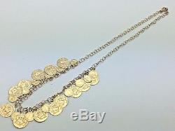 Italian 14K Yellow Gold 17 Rolo Chain Necklace with Gold COIN Charm Pendant