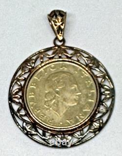 Italian 1978 200 Lire Coin Pendant 925 Silver 18k Gold Plate ITAOR Italy