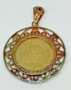 Italian 1978 200 Lire Coin Pendant 925 Silver 18k Gold Plate ITAOR Italy
