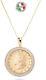 Italian 20 Lira Coin Medallion 18 Inch Chain Diamond Accent 18K Sterling Silver