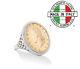 Italian 20 Lira Ring Coin Rope Women 925 Sterling Silver Genuine Italia Size 6.0