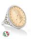 Italian 20 Lira Ring Coin Rope Women 925 Sterling Silver Genuine Italia Size 8.0